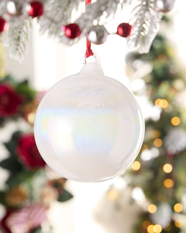 Opal White Bottle Glass Orb Christmas Ornament